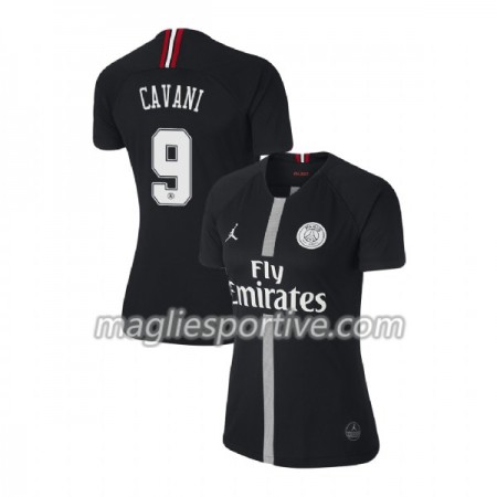 Completo Calcio Paris Saint Germain Cavani 9 Jordan Nero Donna Divisa Terza 2018/2019